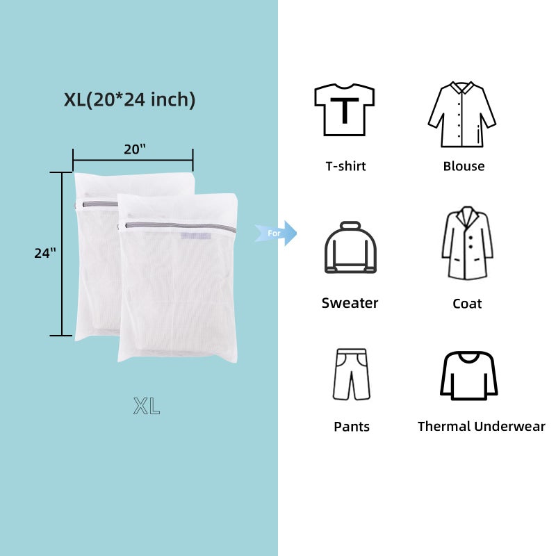 Gogooda Set of 2 Extra Large Mesh Laundry Bags Washing Bags for Blouse, Jacket,Pants, Sheets, 20  24inch - Image 4